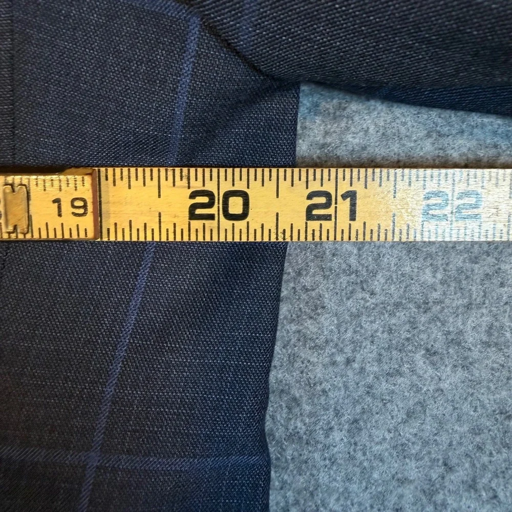 Kenneth Cole Reaction Men 42S Slim Fit Flex Suit Jacket Navy Windowpane CLOO1FJX